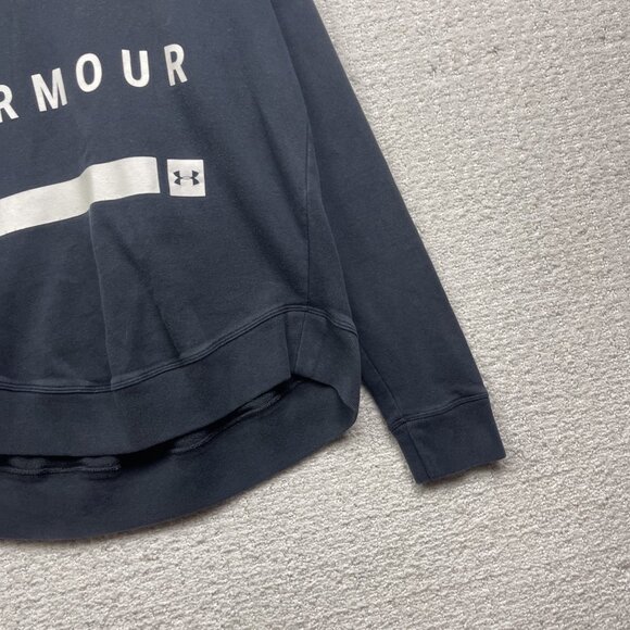 Under Armour Hoodie Mens S Black Funnel Neck Sweatshirt Graphic Logo Spell out - Picture 3 of 13